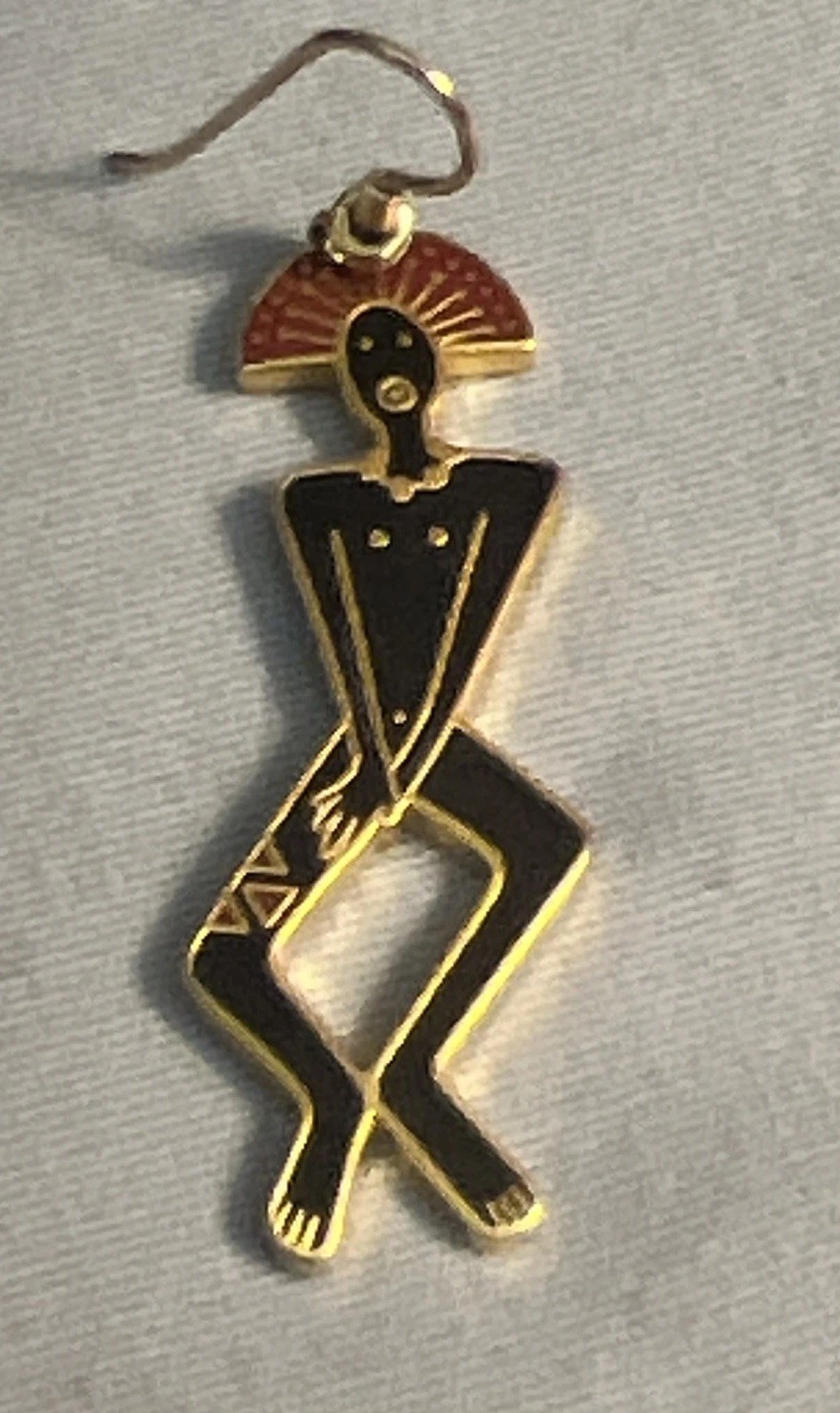 Vtg NOS Enamel Figural Dancers Male & Female Dangle Earrings Signed T346