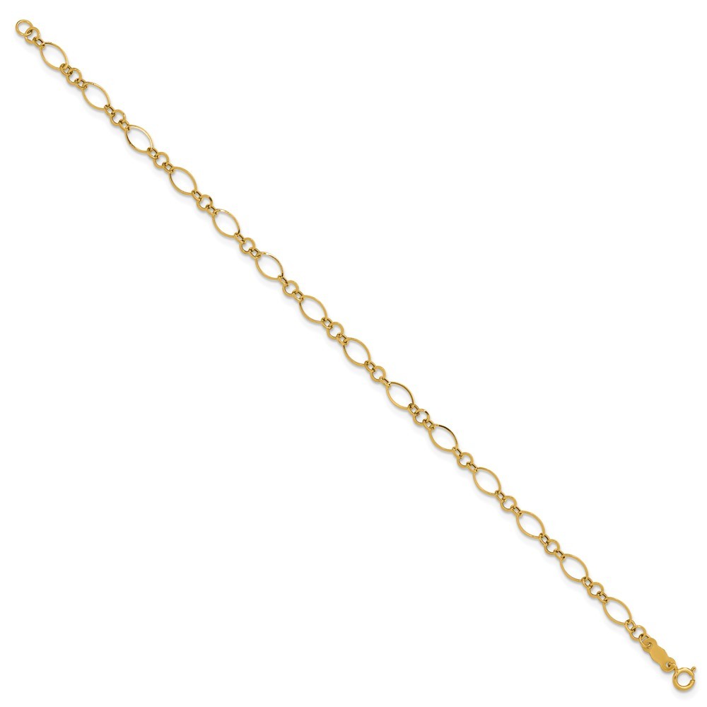 14k Yellow Gold Polished Link Bracelet 7.25″ for Women