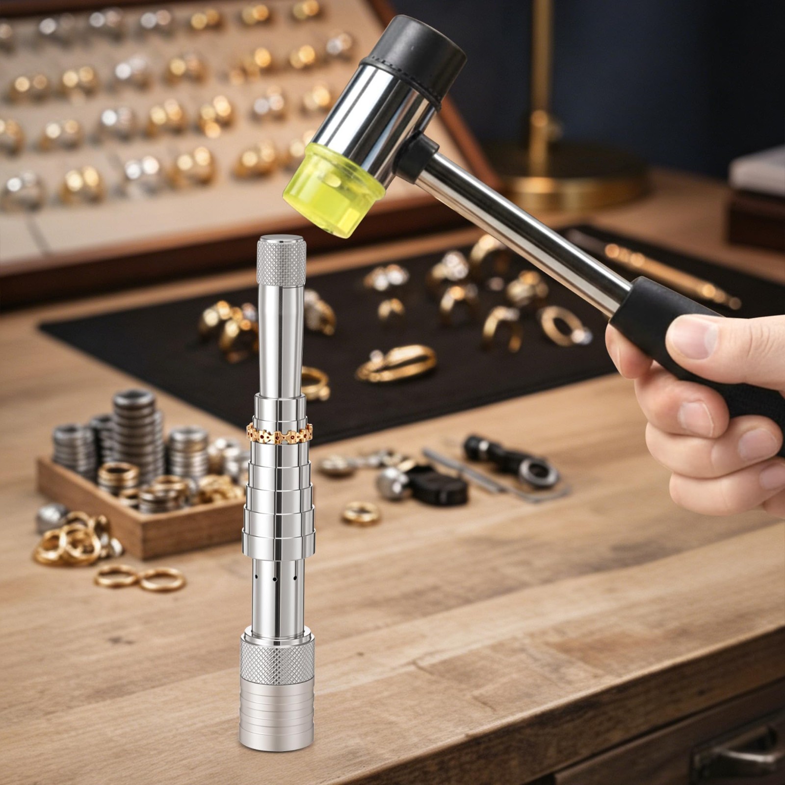 Ring Expander Tool Kit with Rubber Mallet | Jewelry Resizing for Gold, Silver &