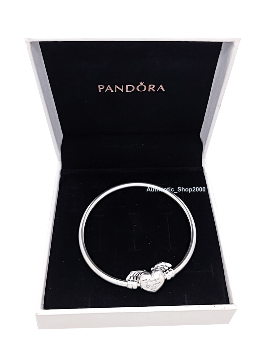 NEW Authentic PANDORA 925 Silver Winged Heart Bangle Charm Bracelet 599379C00
