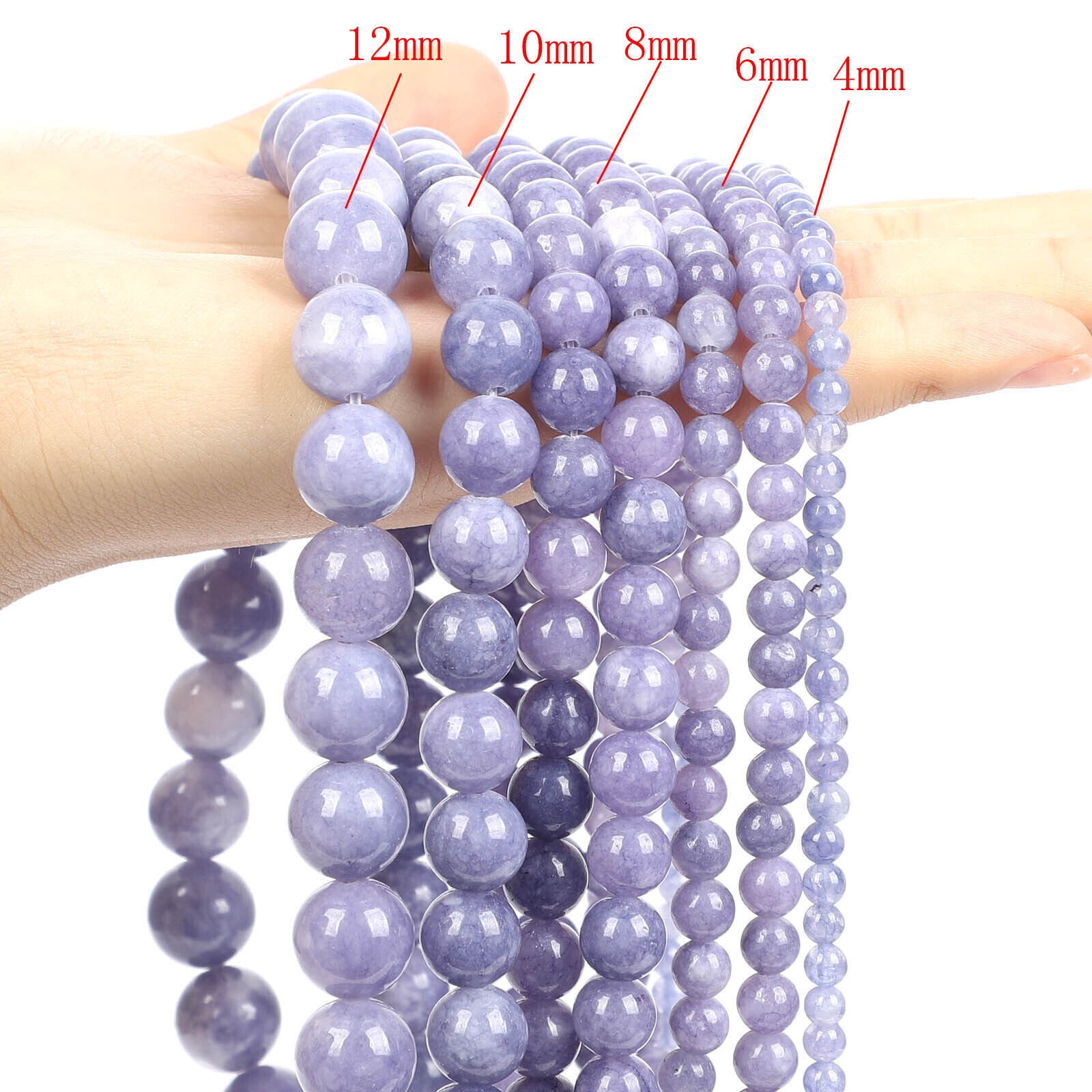Natural-Gemstone Round Spacer Loose Beads Jewelry Making 4mm 6mm 8mm 10mm 12mm