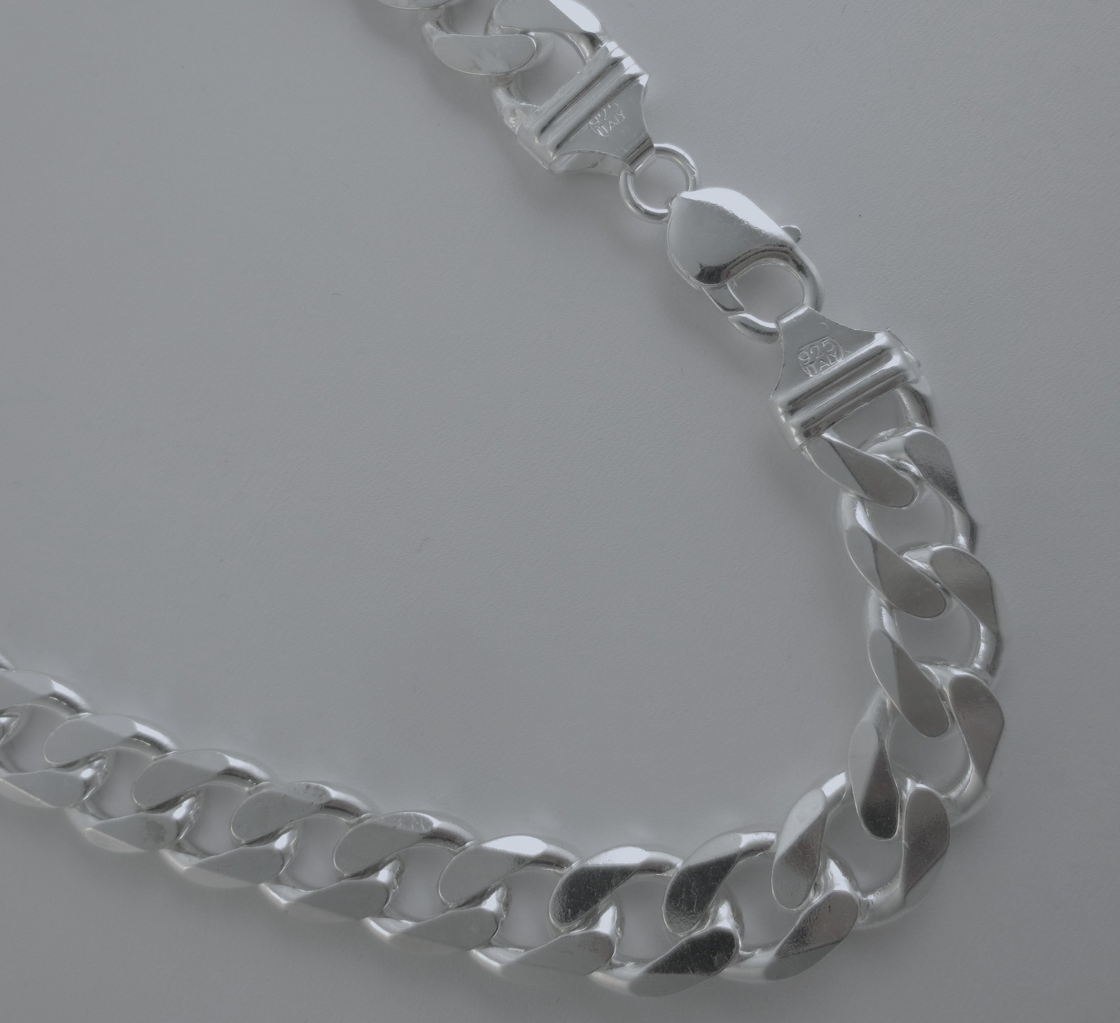 Curb Link Chain.13.4mm Italian .925 Sterling Silver 16,18,20,22,24,30 inch. NEW