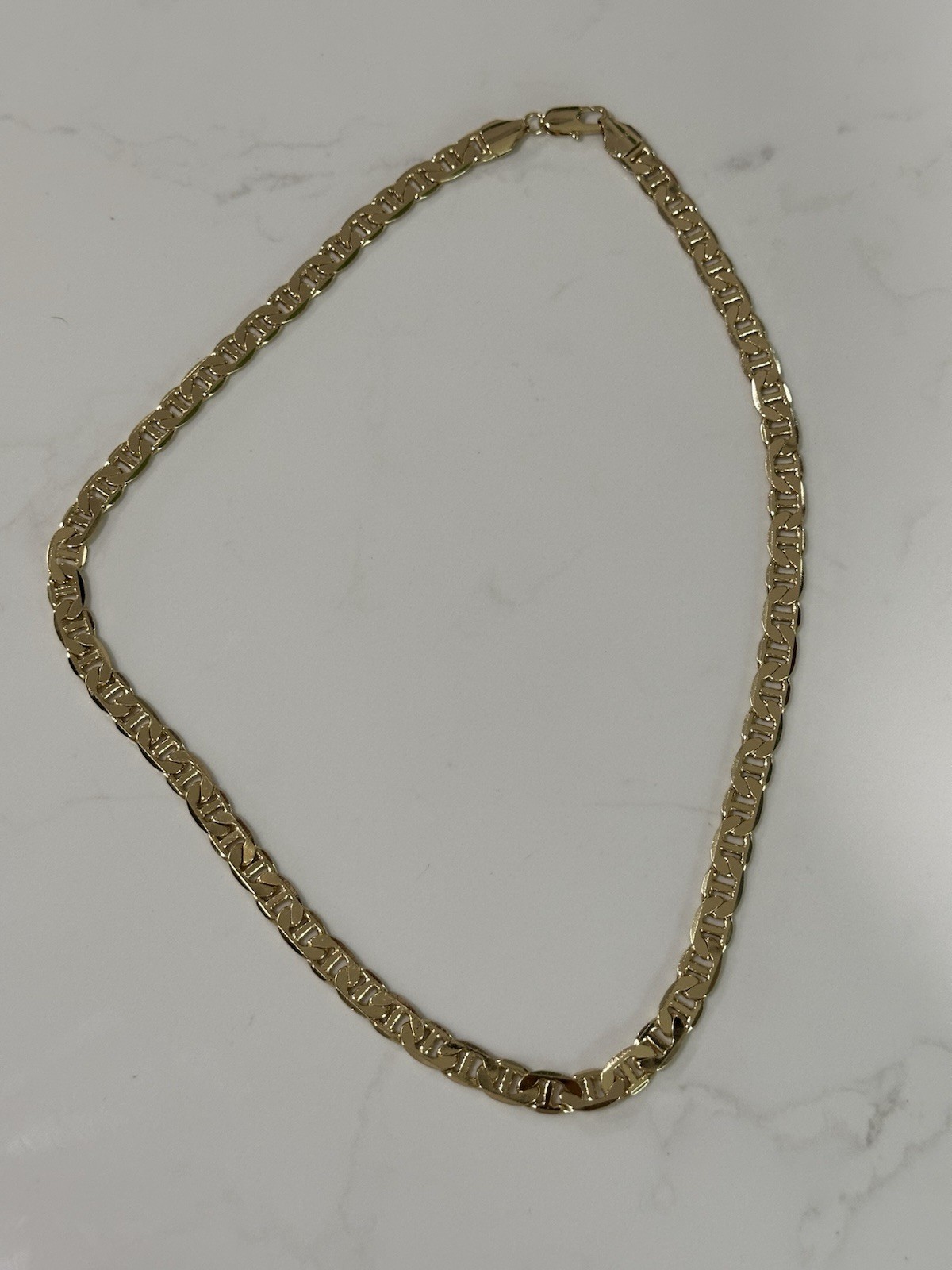 14k Gold Plated Flat Mariner Chain 22.5 Inch