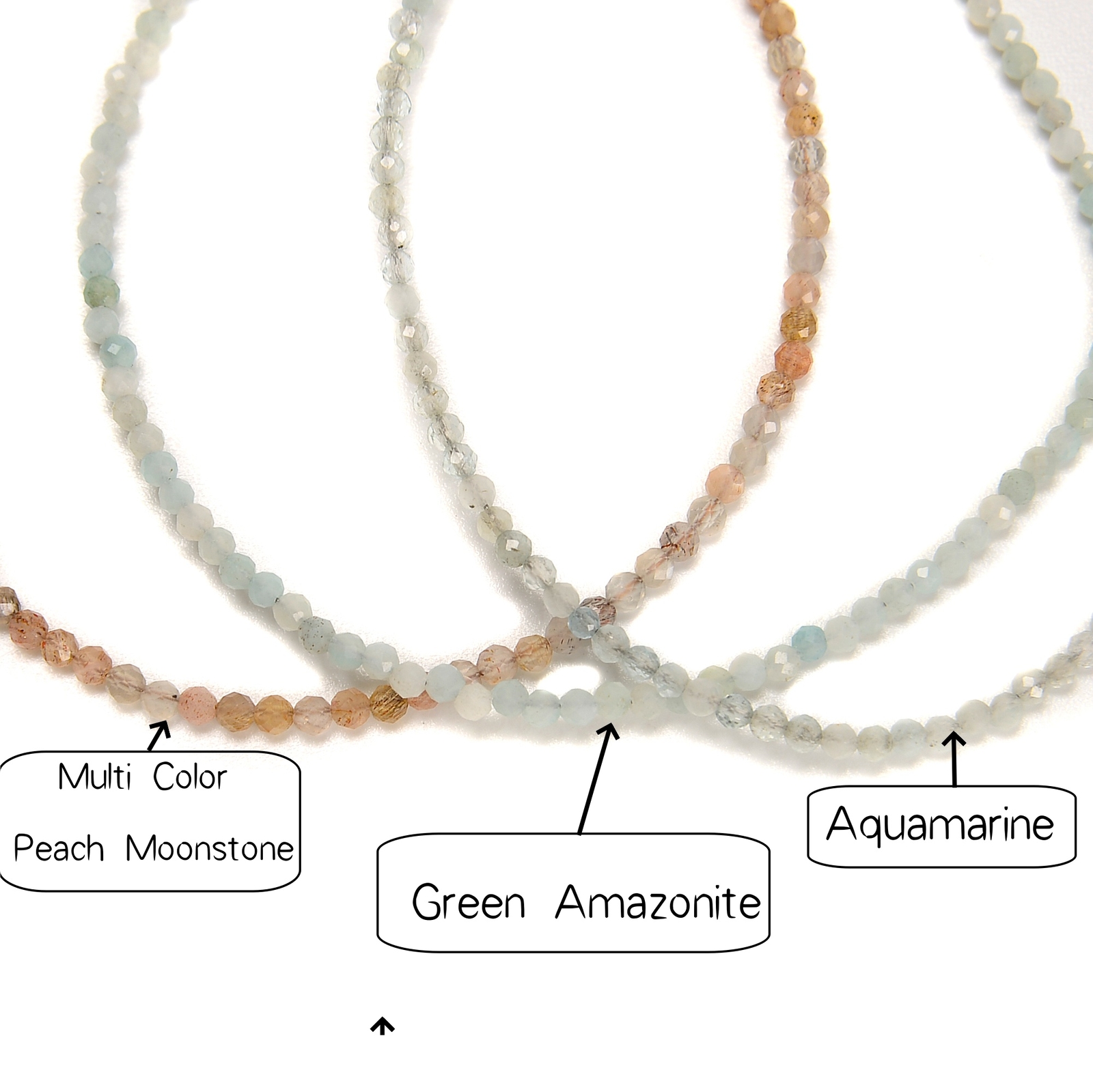 Natural 2mm Mixed Gemstones Faceted Round Beaded Anklet 9” Length Adjustable