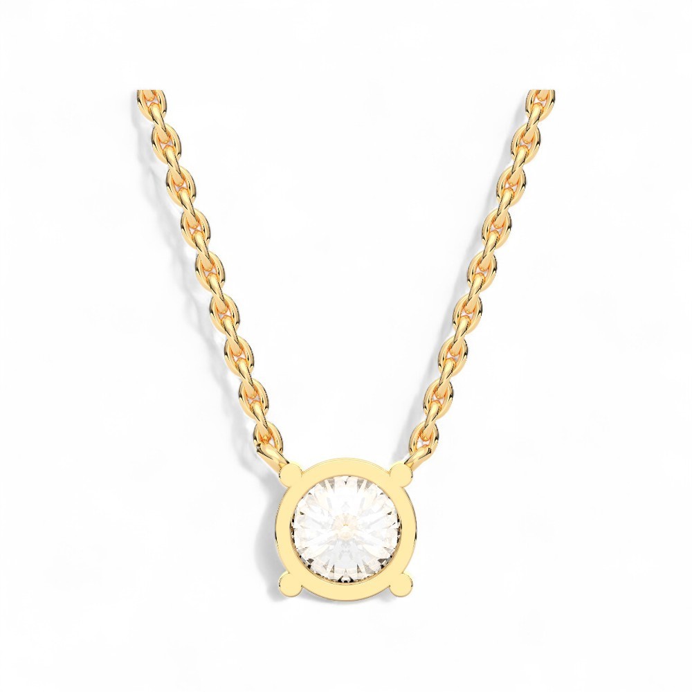 IGI Certified Lab Grown Diamond 1CT Round Solitaire Pendant Necklace 14k Yellow