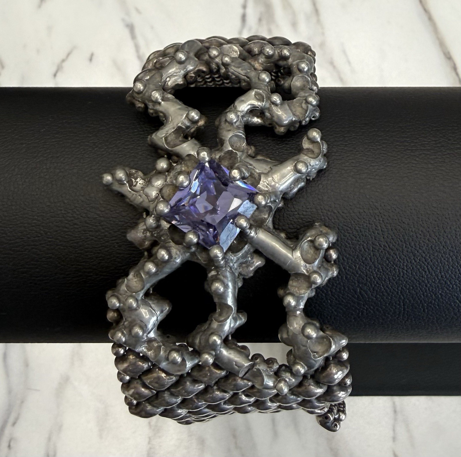sergio liquid metal bracelet with tanzanite
