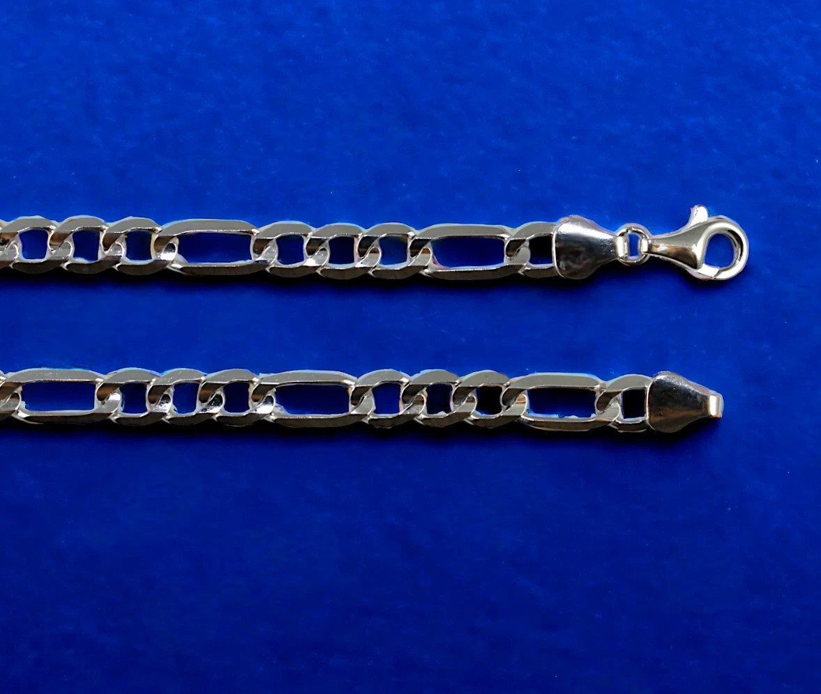 10K White Gold Figaro Necklace Bracelet Chain Italian Real Gold 2mm-6mm 7″-30″