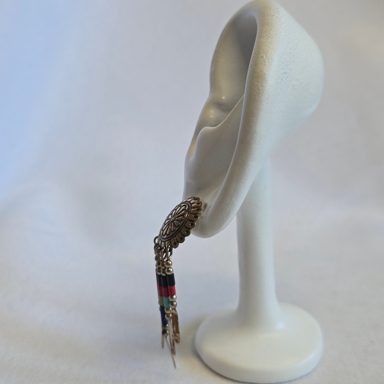 Sterling Silver Earrings 4.38g Fine Jewelry Zuni Semi Precious Stones Look*READ*