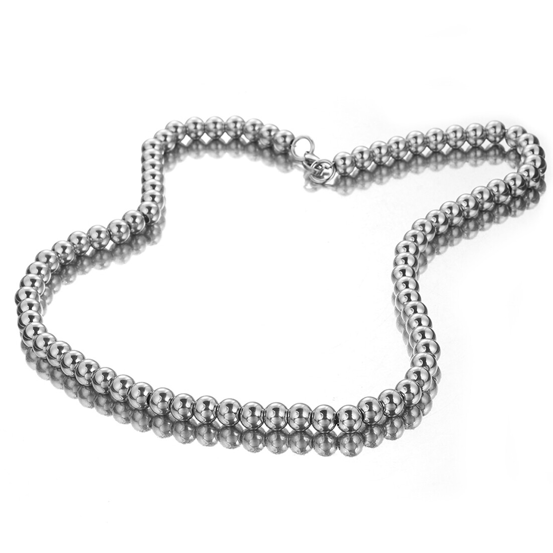 6/8/10mm Women Men’s 316L Stainless Steel Rosary Beads Chain Necklace 16-40inch