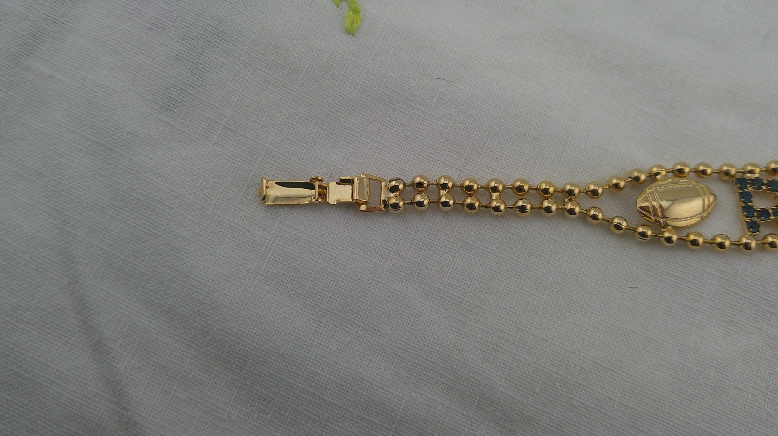 Vintage Gold Beaded RAMS Bracelet 7″ Fold over Clasp NWOT
