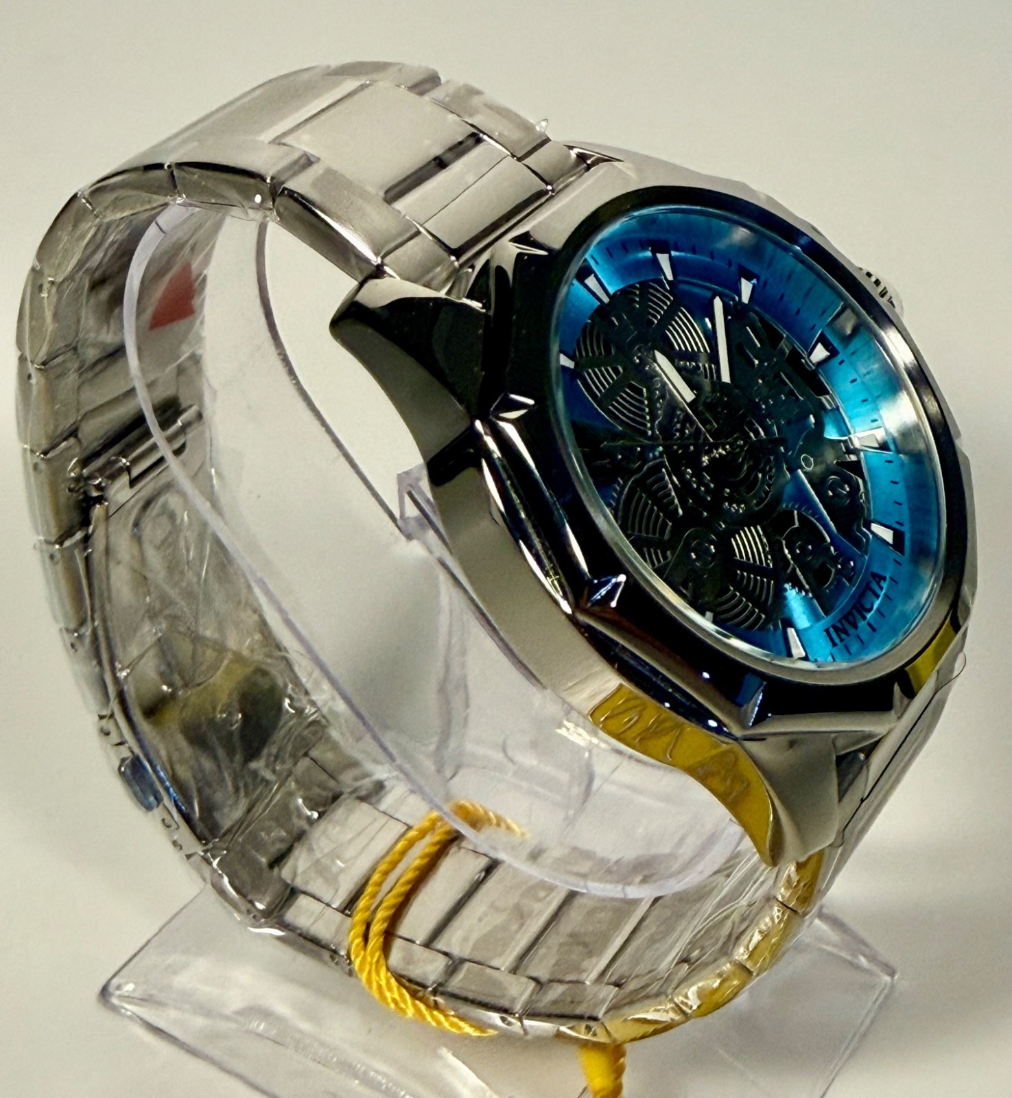 nvicta Objet D Art 50379 Mens Blue Skeleton Dial Stainless Steel 44mm Watch