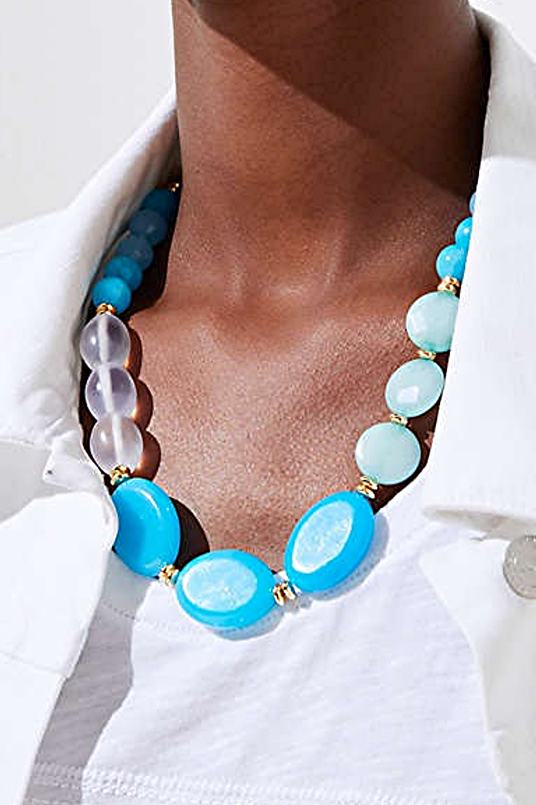 ANN TAYLOR LOFT TURQUOISE SPLASH MIXED STONE STATEMENT NECKLACE NEW WITH TAGS