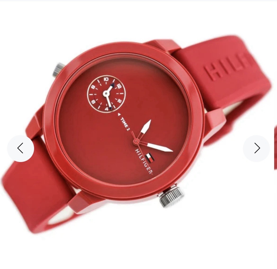 Tommy Hilfiger Men’s Watch Red Silicon Red Dual Time Dial 1791323 New