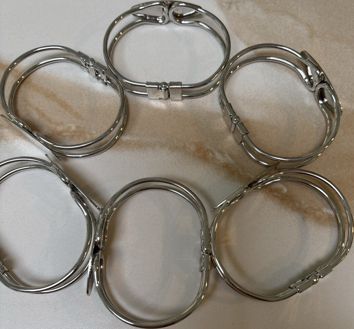 Lot of 6 silver tone DIY Bangle Bracelets Blanks Jewelry Making Cuff Base