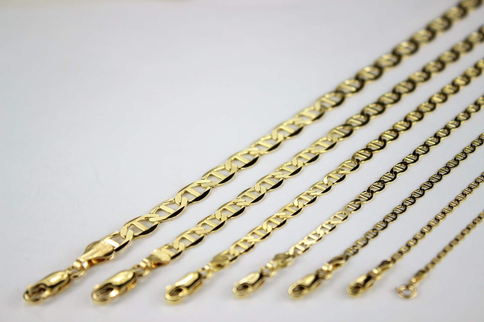 10K SOLID YELLOW GOLD MARINER LINK CHAIN NECKLACE FOR MEN WOMEN 2mm ~ 6.5mm