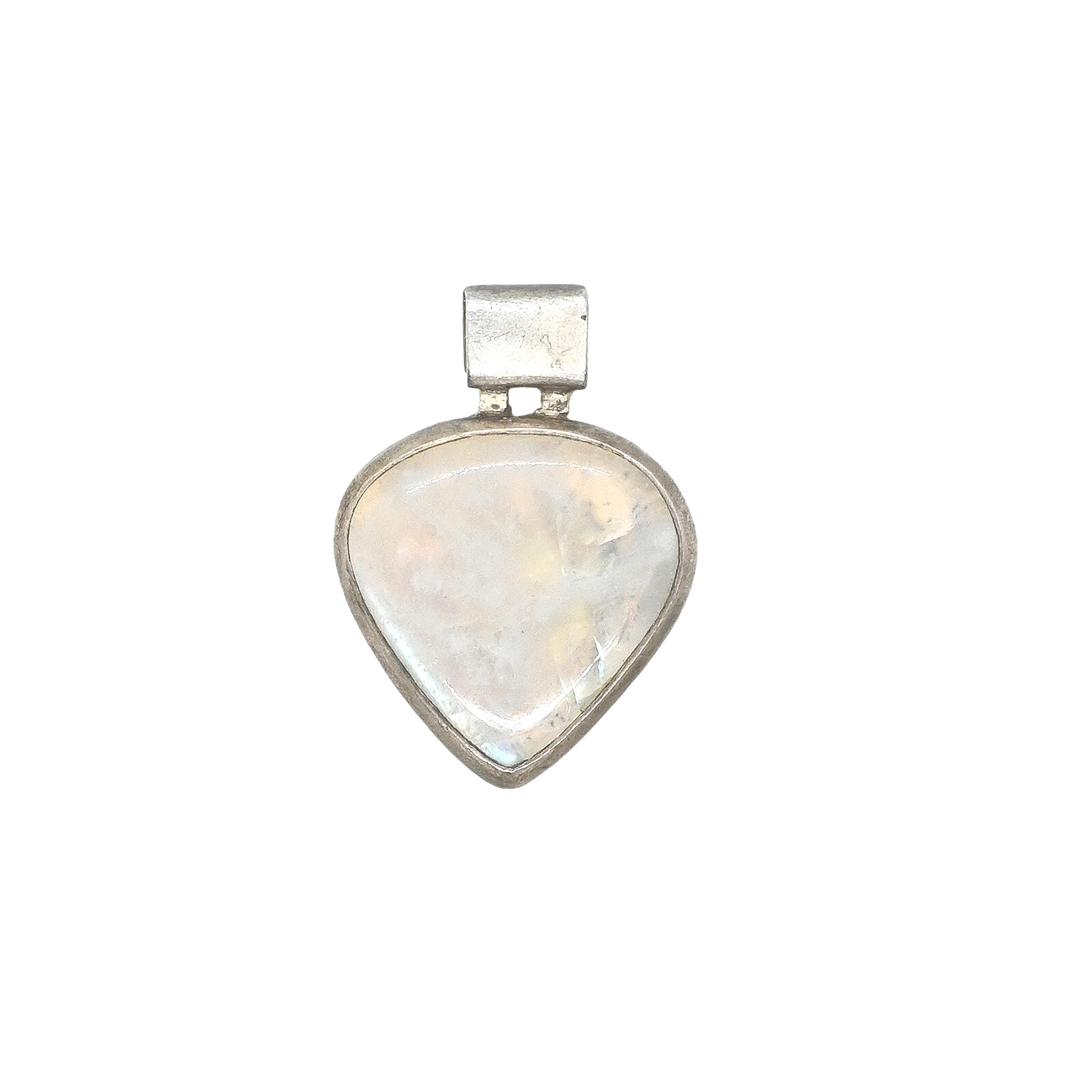 Moonstone Silver Pendant in Plain Silver Setting