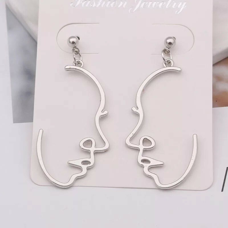 New Styles Sexy Face Drop Earrings Hiphop Statement Cold Wind Ins Metal Abstract