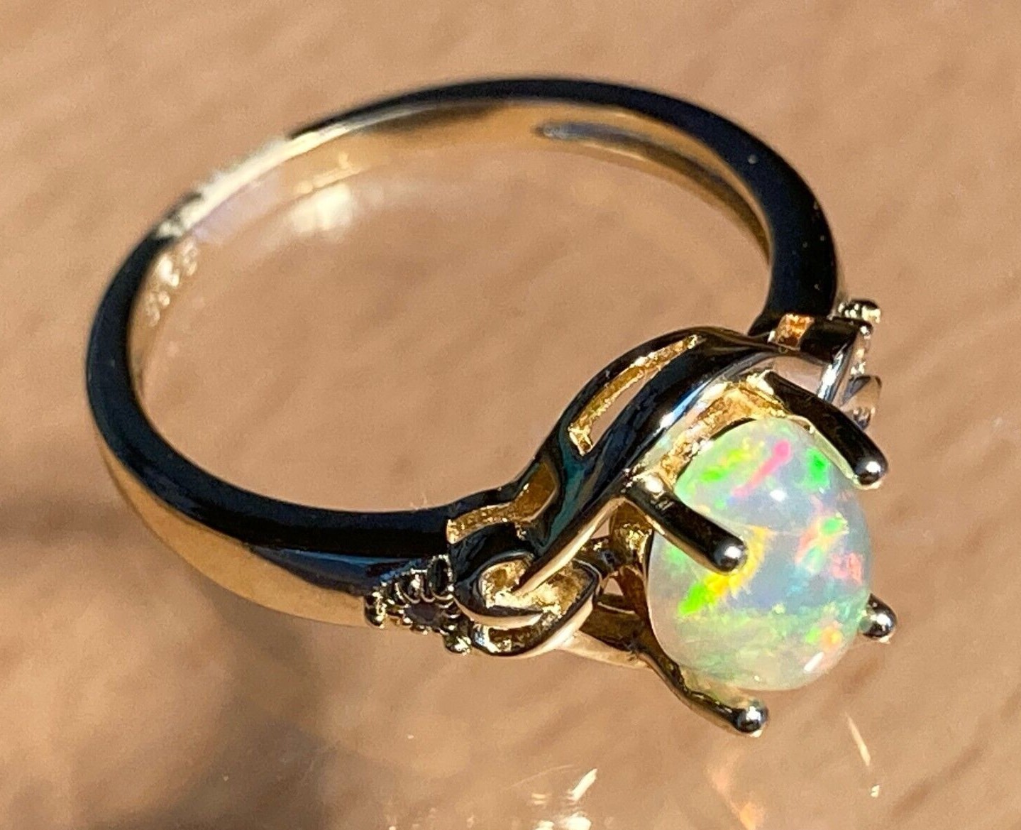 Fire Opal Ring Natural 8x6mm Solid Opal Solid Sterling Silver Sizes 6 to 11 US