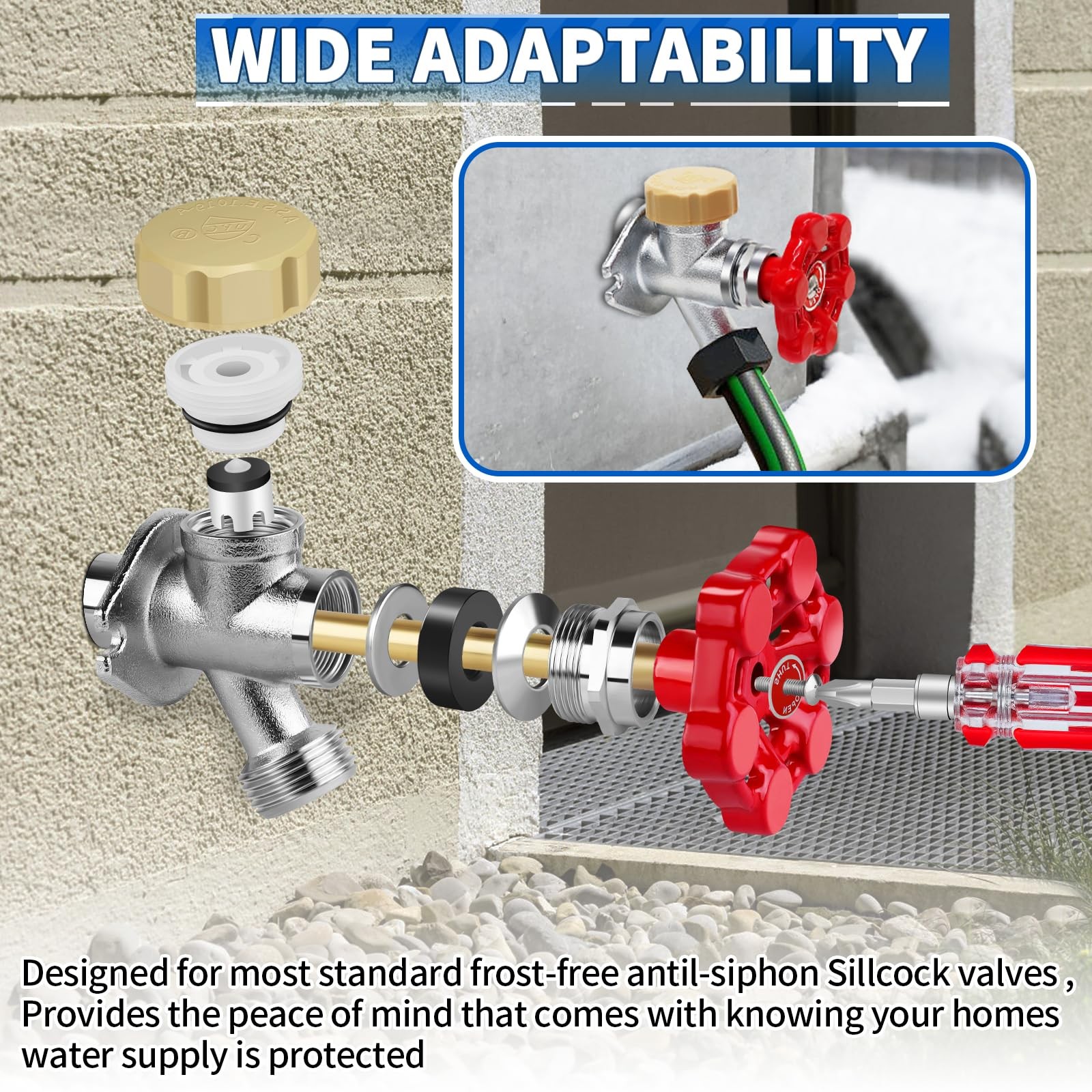 Outdoor Faucet Repair Kit, ASSE 1019-A Vacuum Breaker Outside Silver