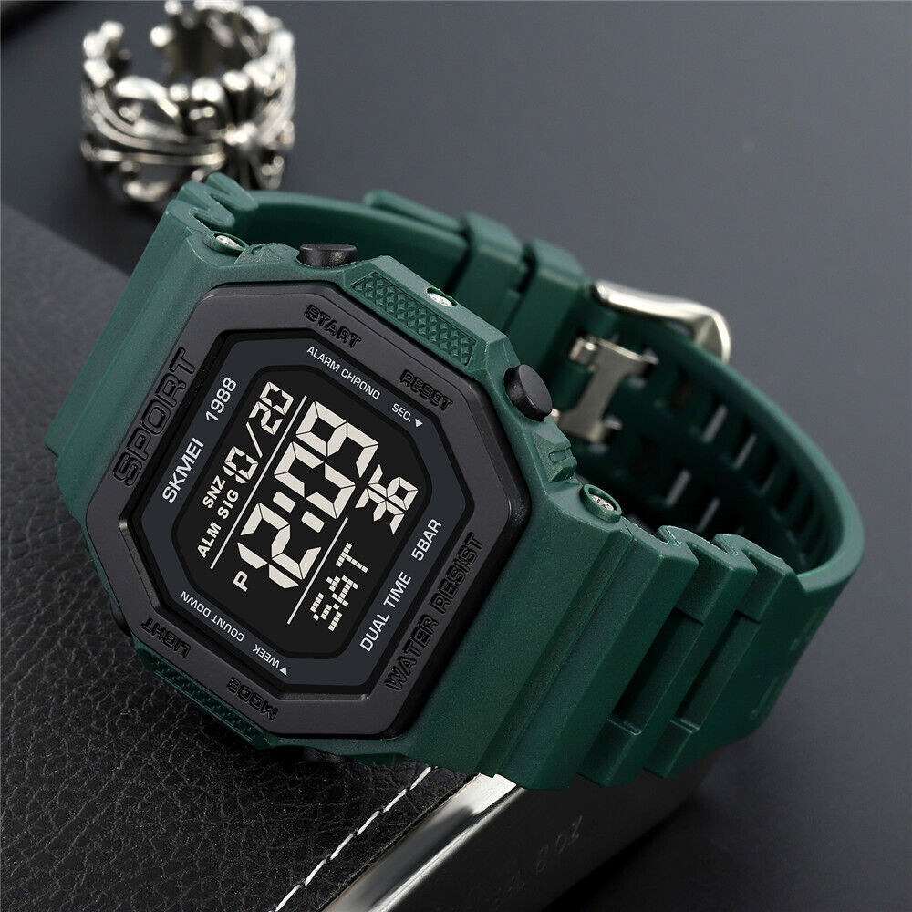 SKMEI Men Watch Rectangle Sport Watches Students Boy LED Date Digital Wristwatch