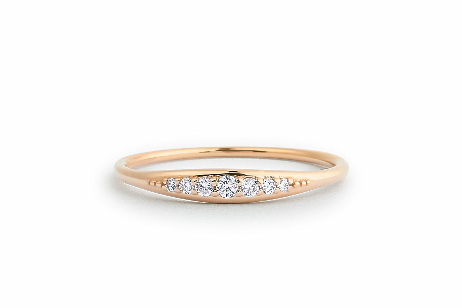 Diamant Memory Goldring 7 Brillanten 0,10 Karat in 585er 14 K Weißgold Rosegold