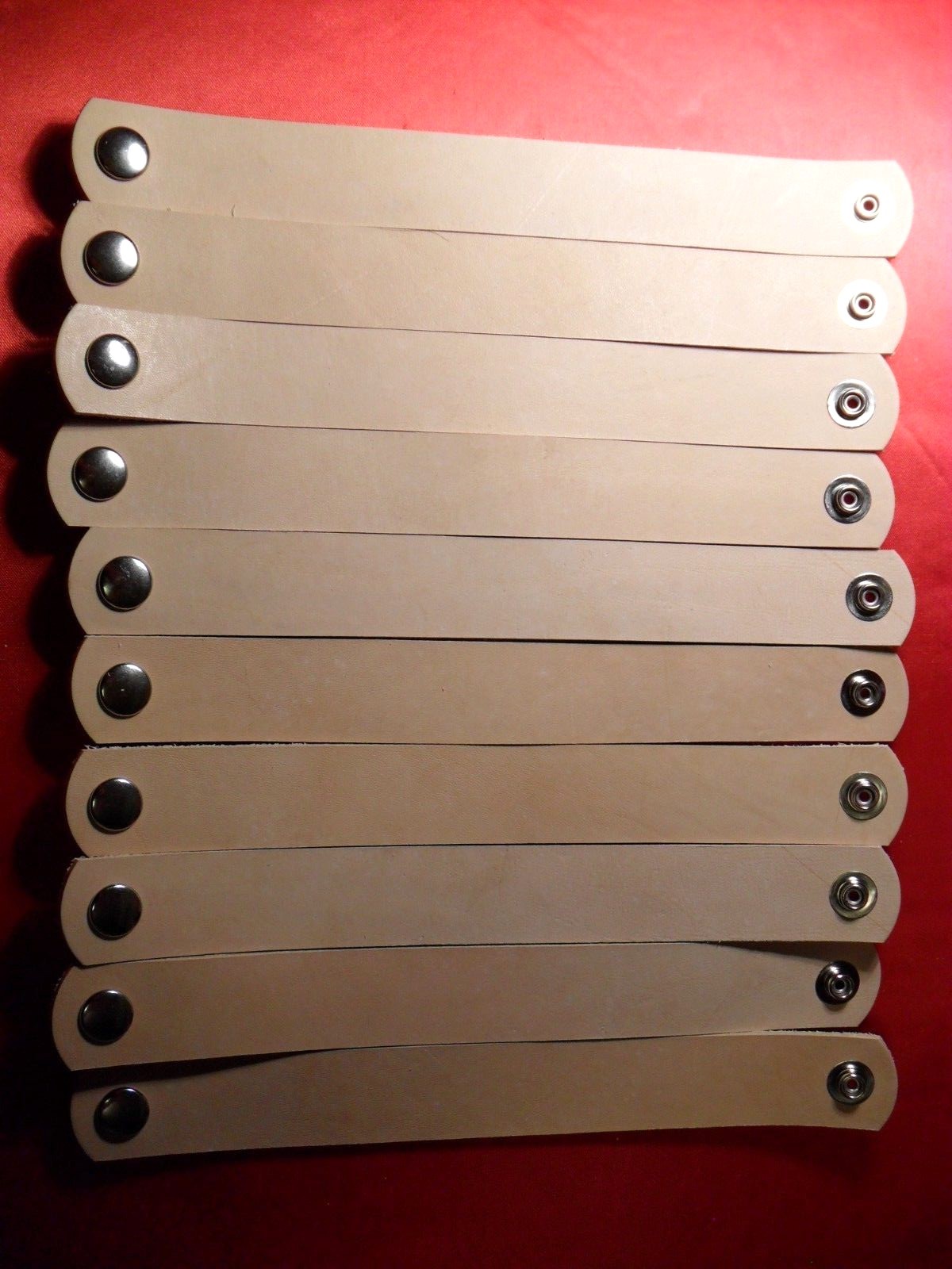 #BR8 BRACELET TOOLING LEATHER 1″ Blanks w/snap Lot of TEN 7, 7.5, 8, 8.5″