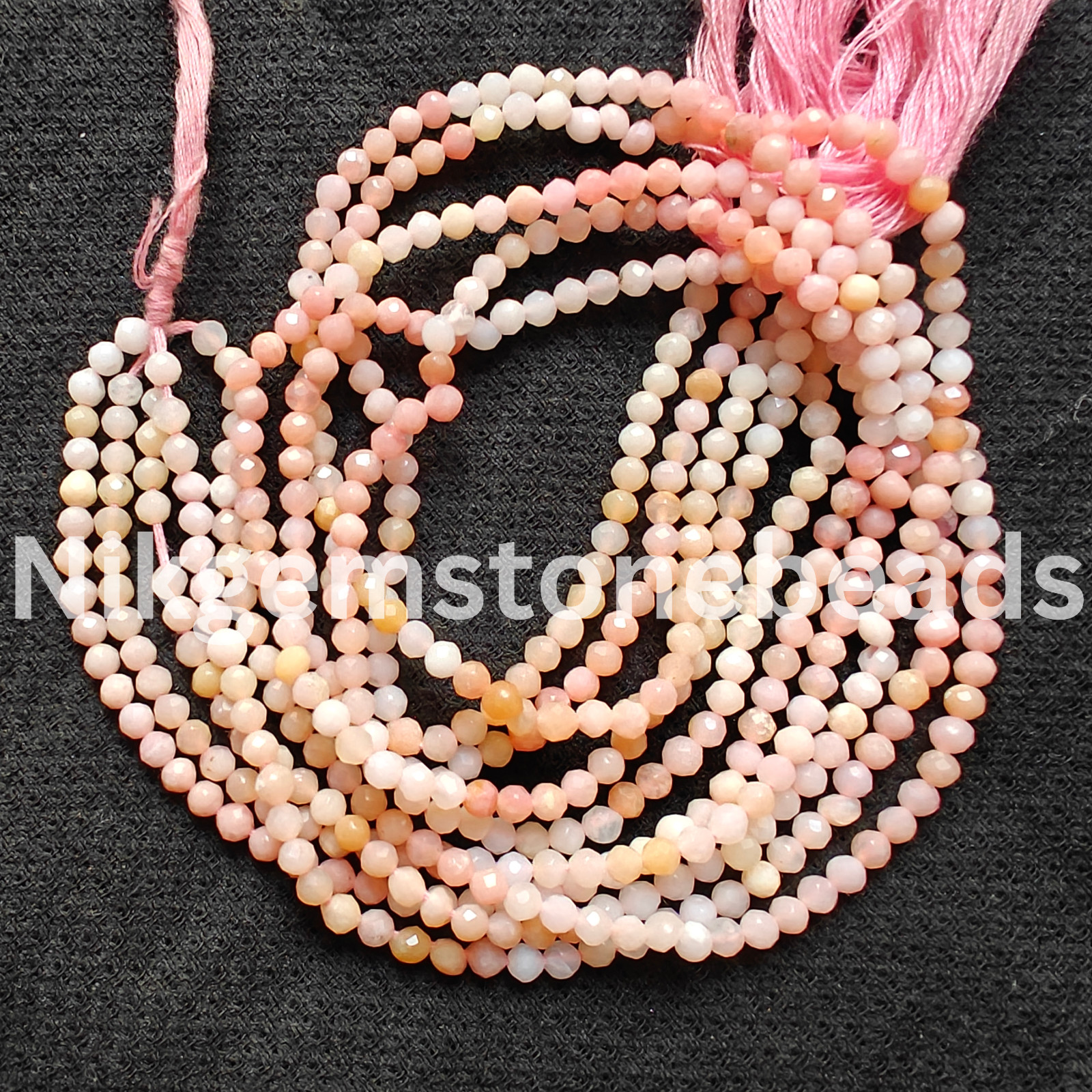 Natural Shaded Peruvian Opal Beads, Micro Faceted Round Cut Stone, 3.25-3.45 MM.
