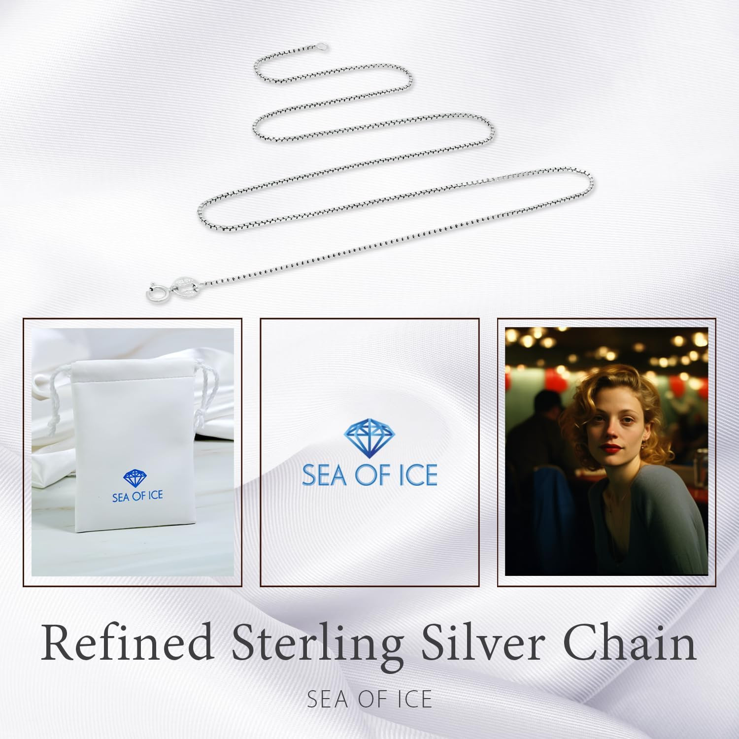 925 Sterling Silver Chain Necklace with Ring Clasp – Multi-Color Options