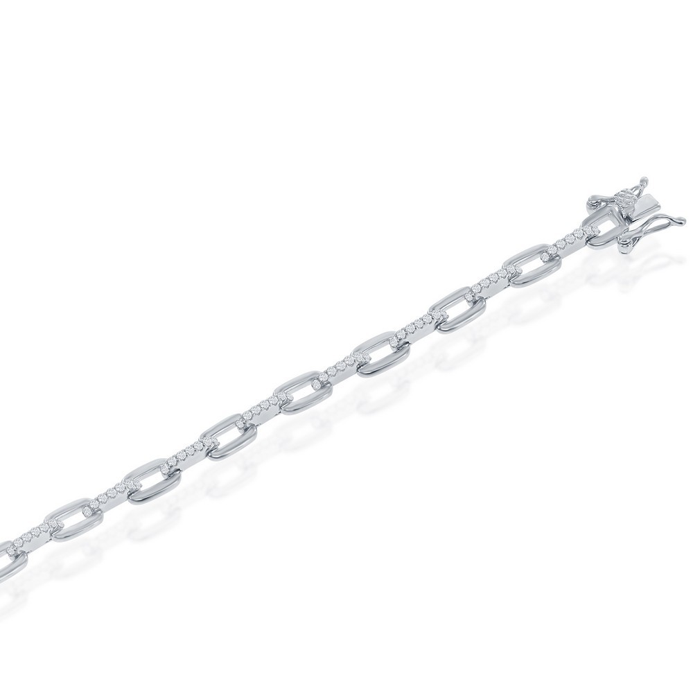 Classic Women’s Bracelet Sterling Silver Cubic Zirconia Linked Lobster, 7 inch