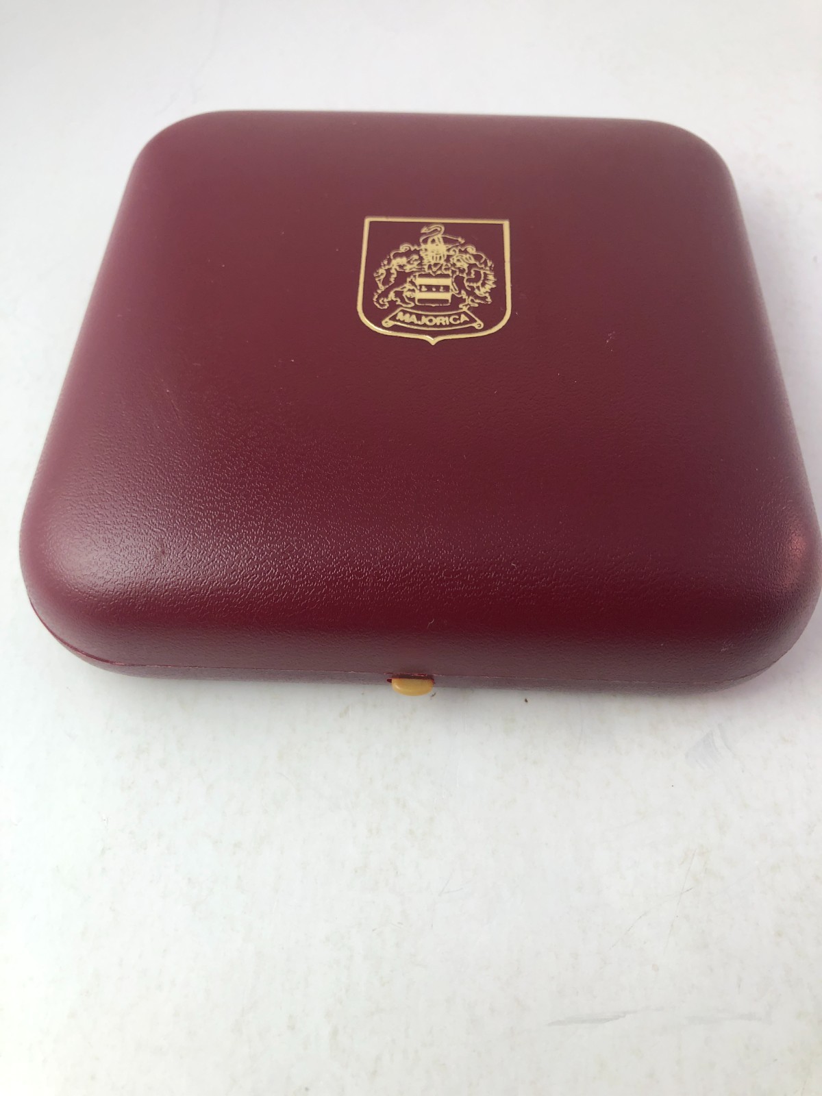 Red Burgundy Majorica Display Jewelry Presentation Box Snap Closure