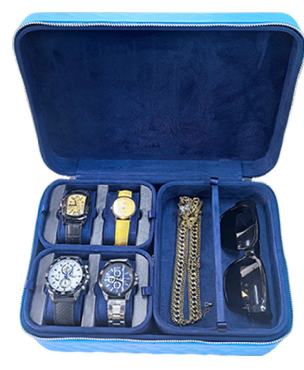 Baby Blue Luxury Travel Jewelry Case Organizer – Real Genuine Leather