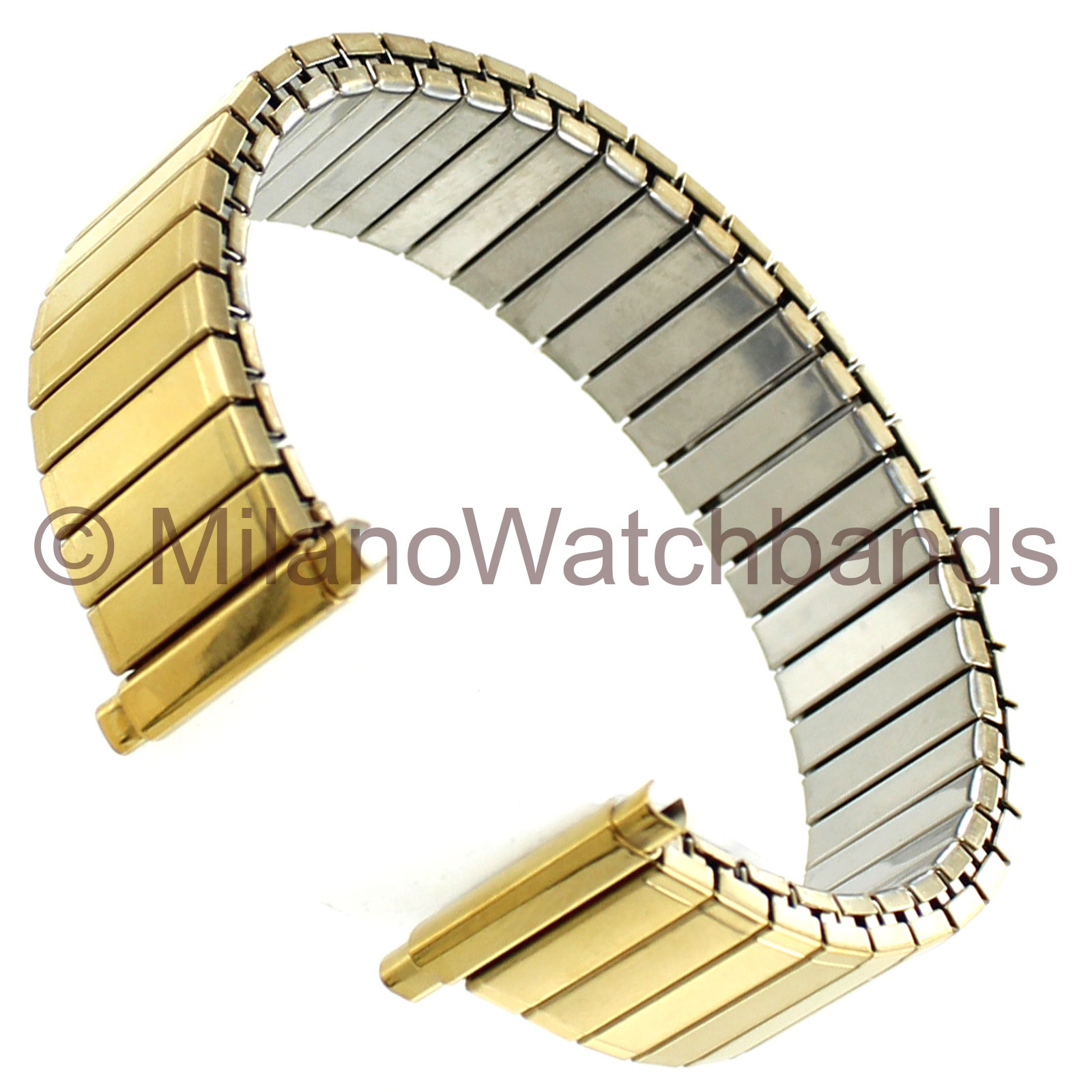 16-20mm Kreisler Mens Gold Tone Dura Flex Stainless Steel Mens Watch Band
