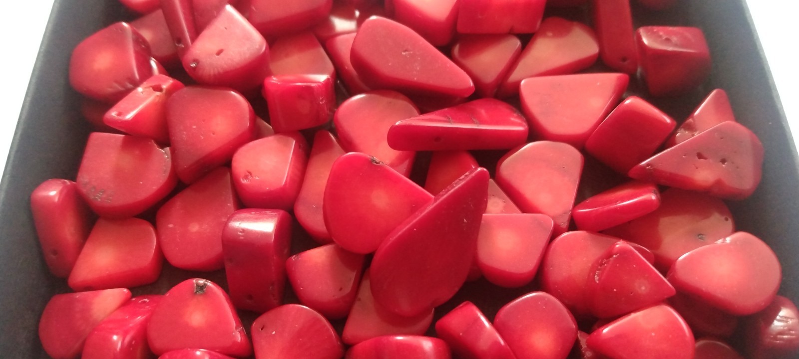 Loose Coral Dyed Red For Jewelry Making 114 G Triangle Candy Corn Shapes
