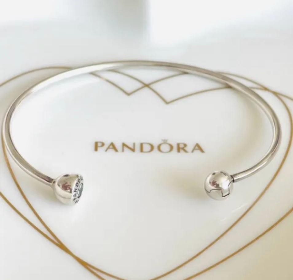 💜 PANDORA Silver ESSENCE BANGLE Bracelet Size 1 ~ 16cm ✨ Crystals 💝🎁