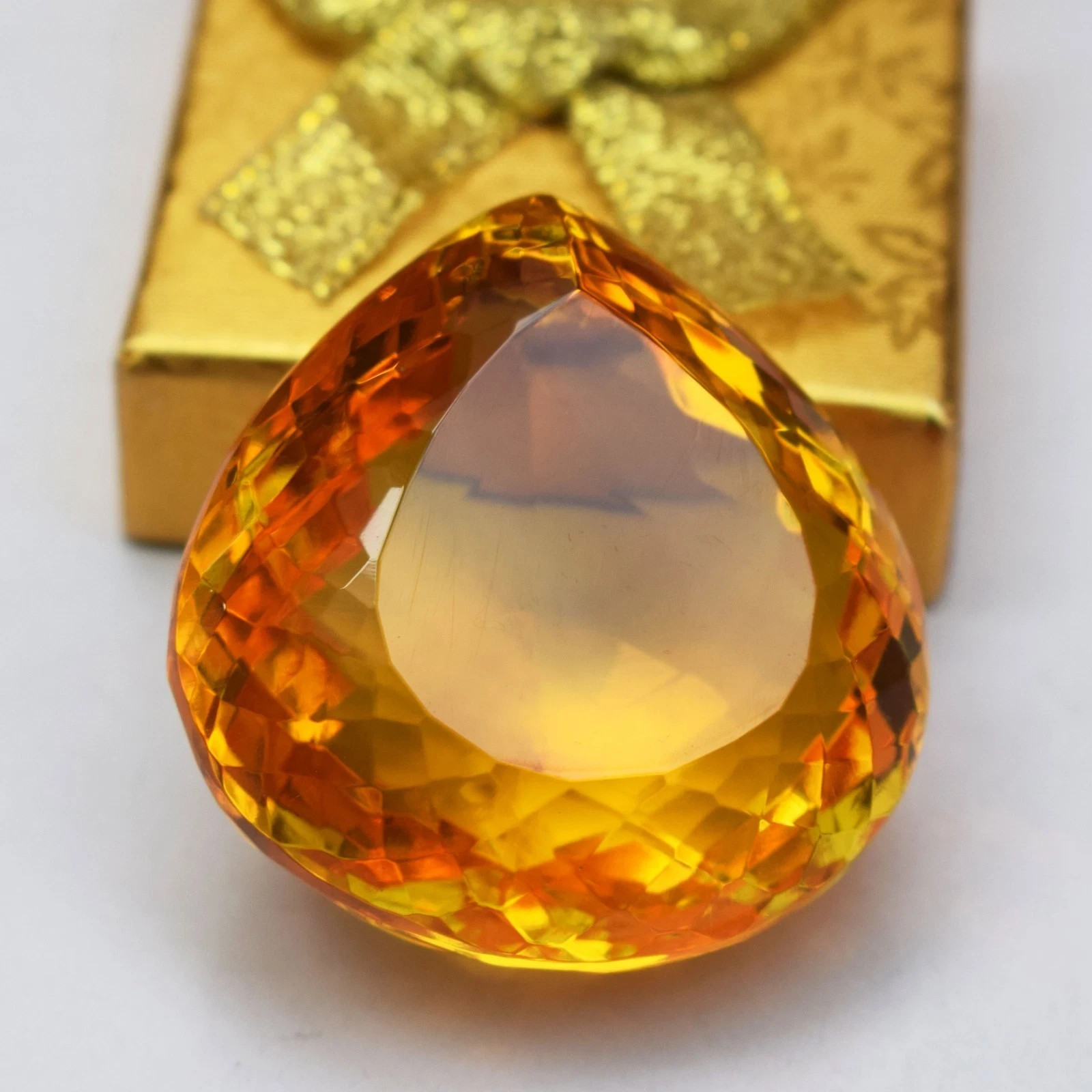 308.95 Carat Huge Yellow Orange Citrine Pear Cut Certified Loose Gemstone