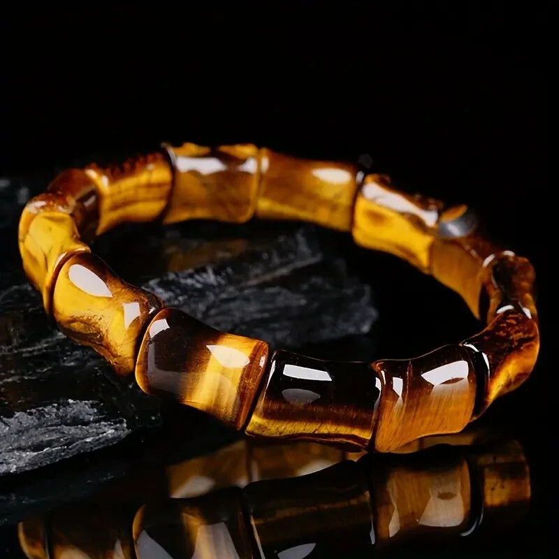 Natural Tiger’s Eye Stone Feng Shui Healing Reiki Stretch Bangle Trendy Bracelet