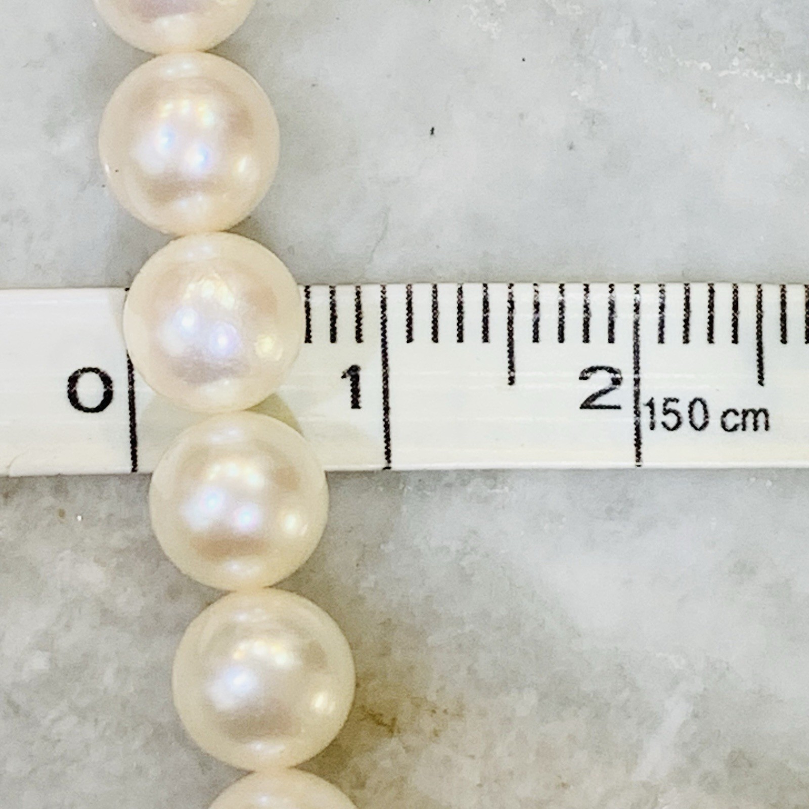 Hi Luster Akoya Pearl Necklace Strand Fuji Pearl OffWhite 7mm AAA+ SilverVTG 17”