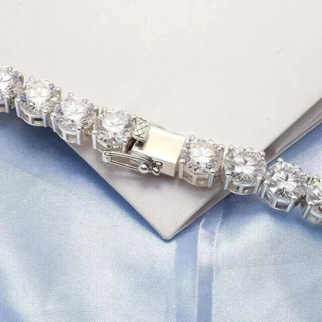 14K White Gold Plated Women’s Tennis 18″ Necklace 28CT Round Lab Created Diamond