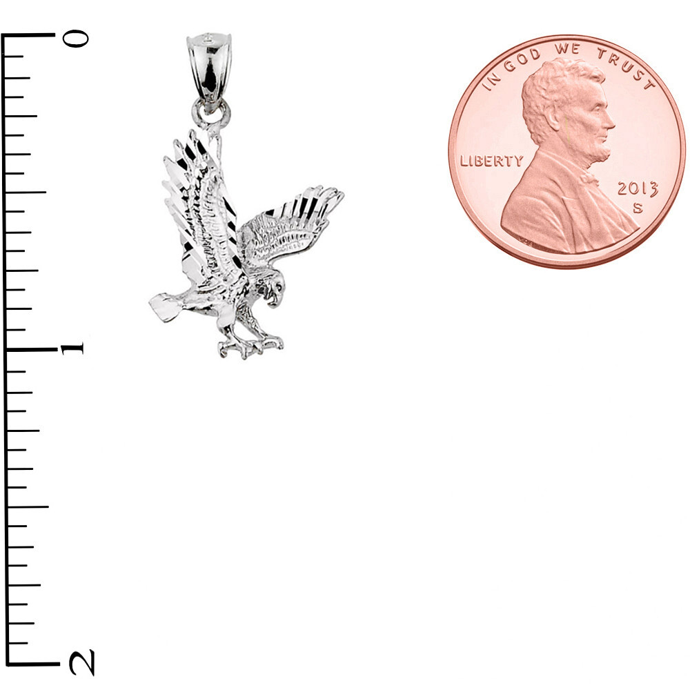 925 Sterling Silver Diamond Cut Eagle Pendant Necklace