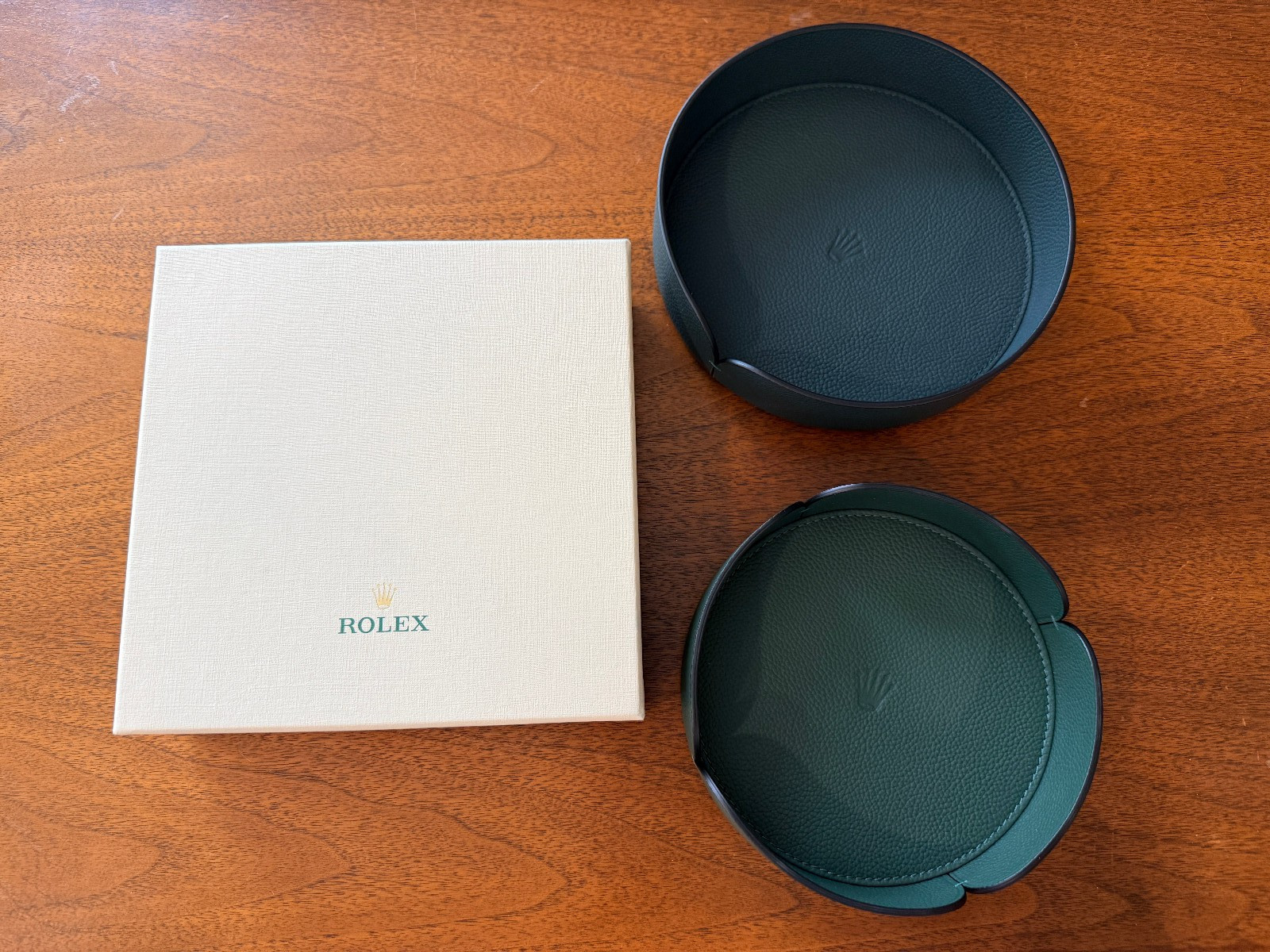 ROLEX 2x Nesting Tray LEATHER 100% authentic NEW IN BOX WATCHES & WONDERS Green