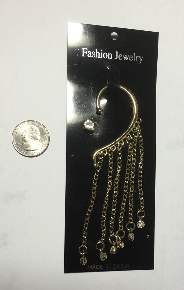 Womens Ladies Gold Fashion Sparkle Rhinestone Crystal Ear Cuff & Earring set