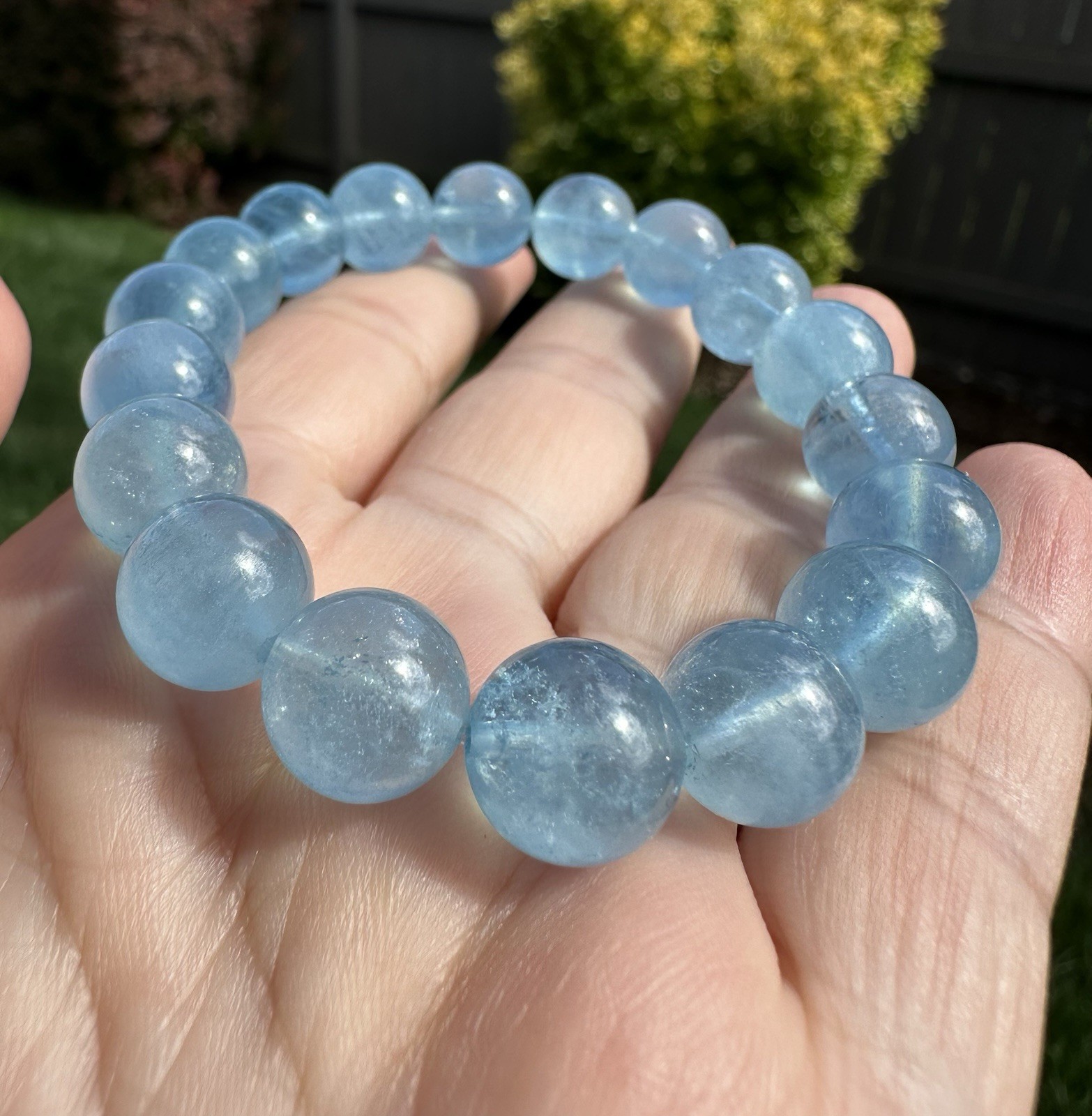 10.5-10.8mm High Quality Aquamarine Bracelet