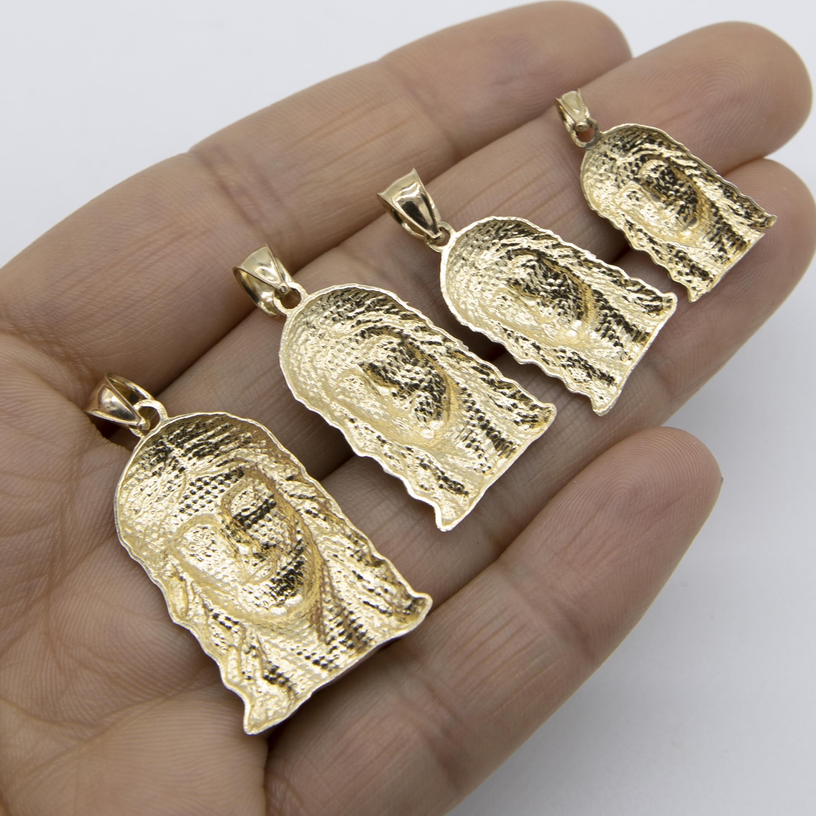 Diamond-Cut Face of Jesus Pendant Solid Real 10K Yellow White Gold All Sizes