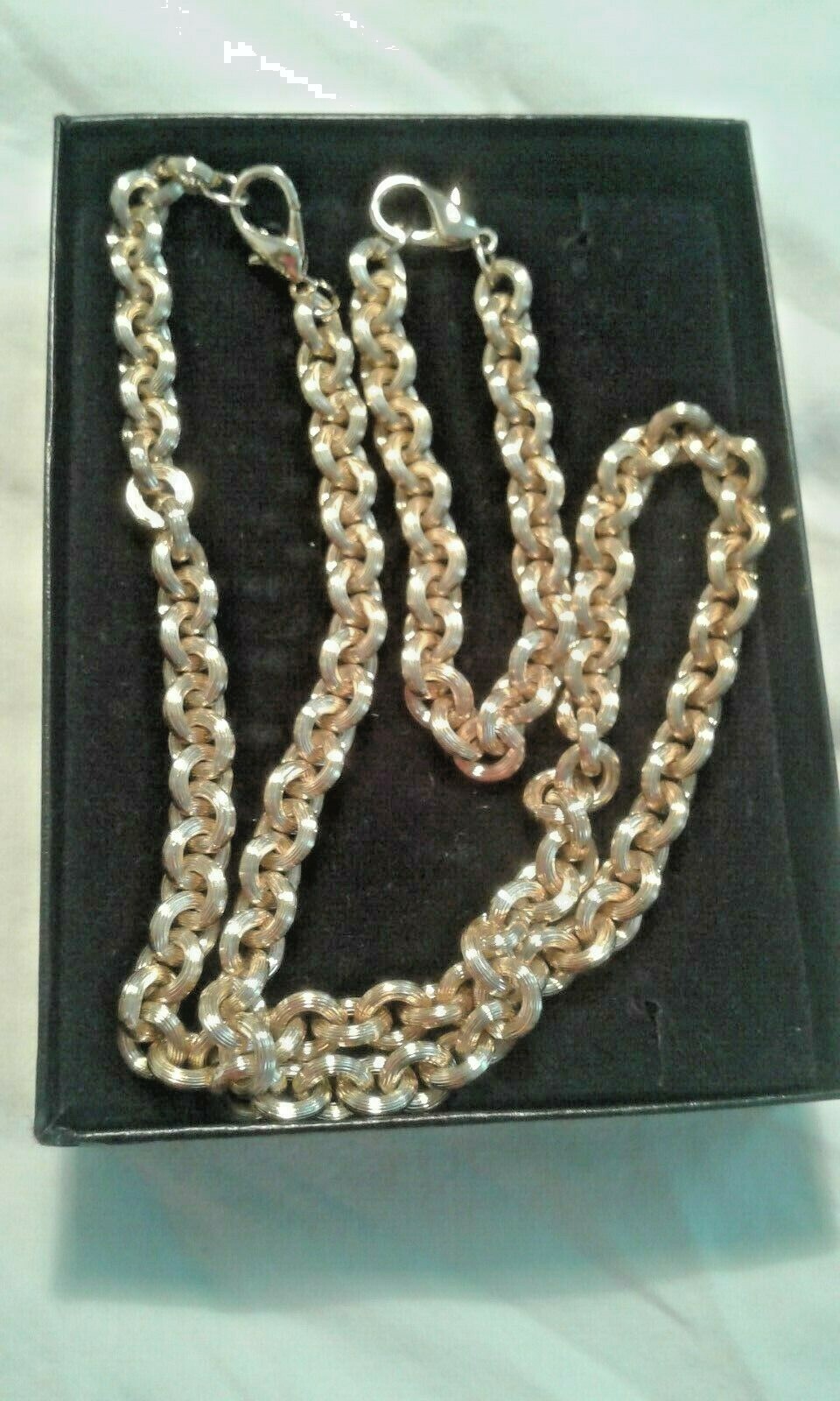 Retro Gold-tone Anchor Link Necklace & Bracelet Set – BEAUTIFUL!