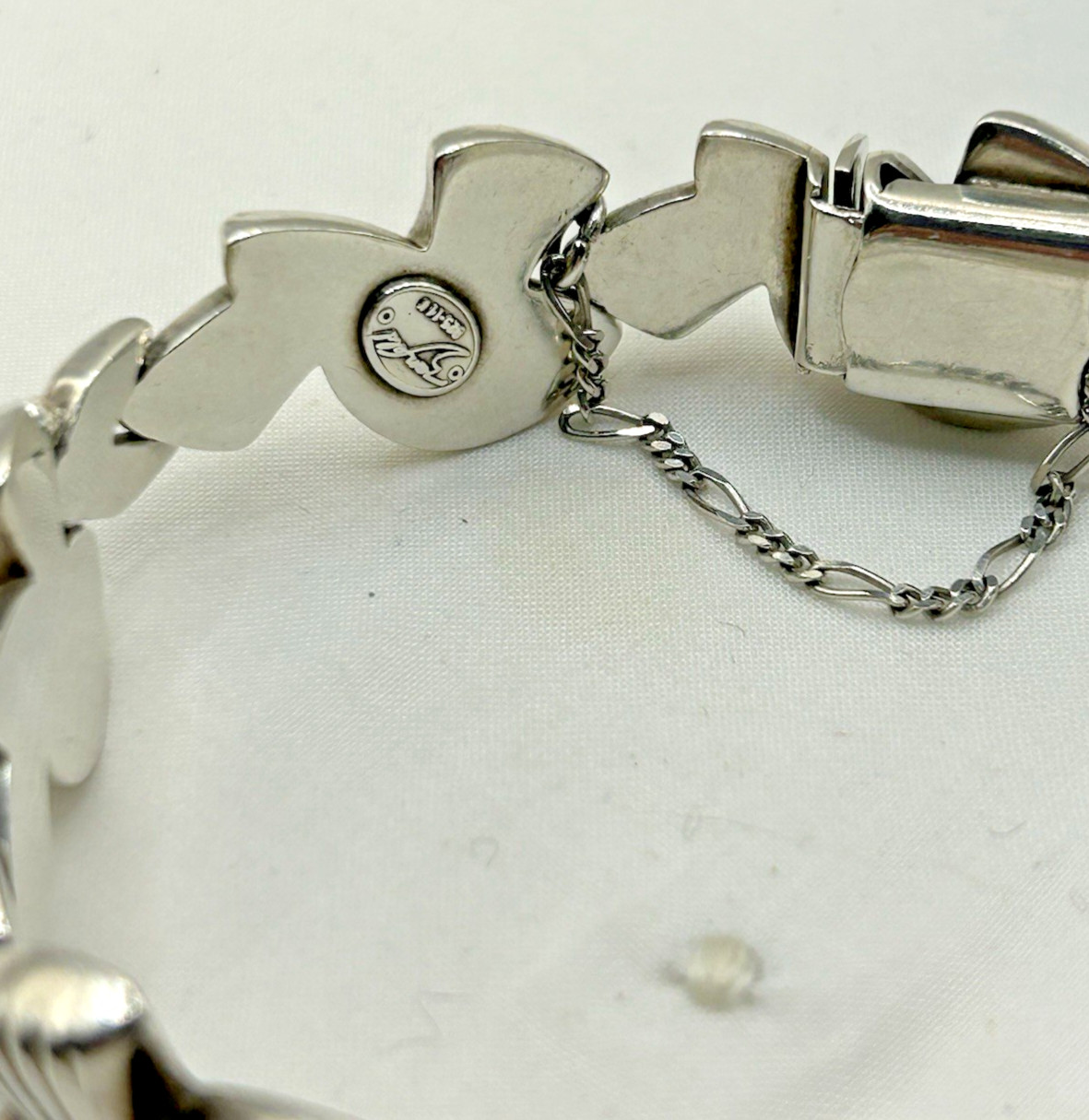 ZANFELD Sterling Silver 14K Gold Panel Bracelet 7.5″ Long with Safety Chain