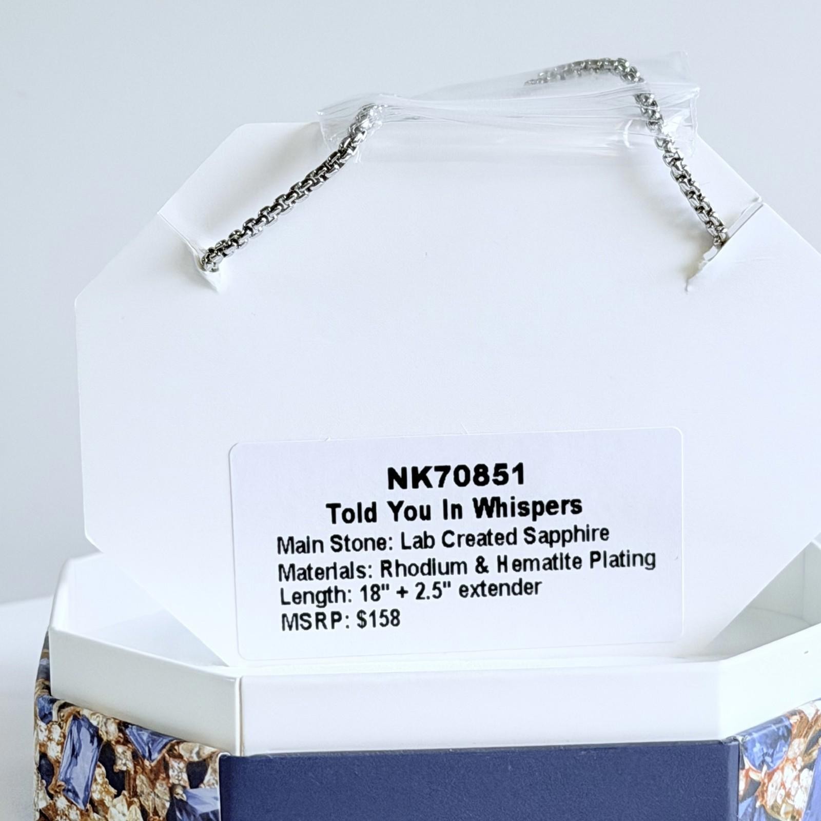 Bomb Party September Pave Necklace “Told You In Whispers” Blue on Rhodium