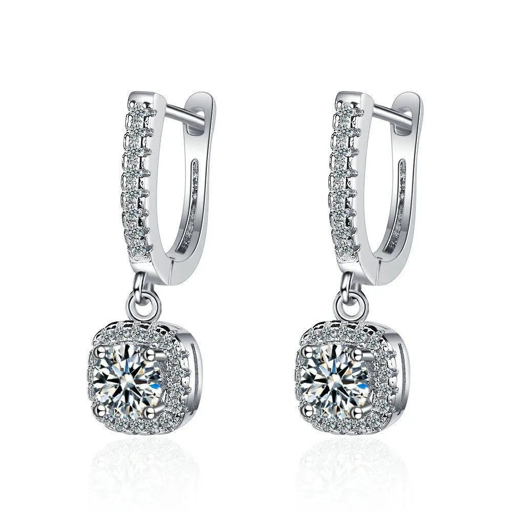 2CT Moissanite Huggie Hoop Earrings 925 Sterling Silver Fine Jewelry Women