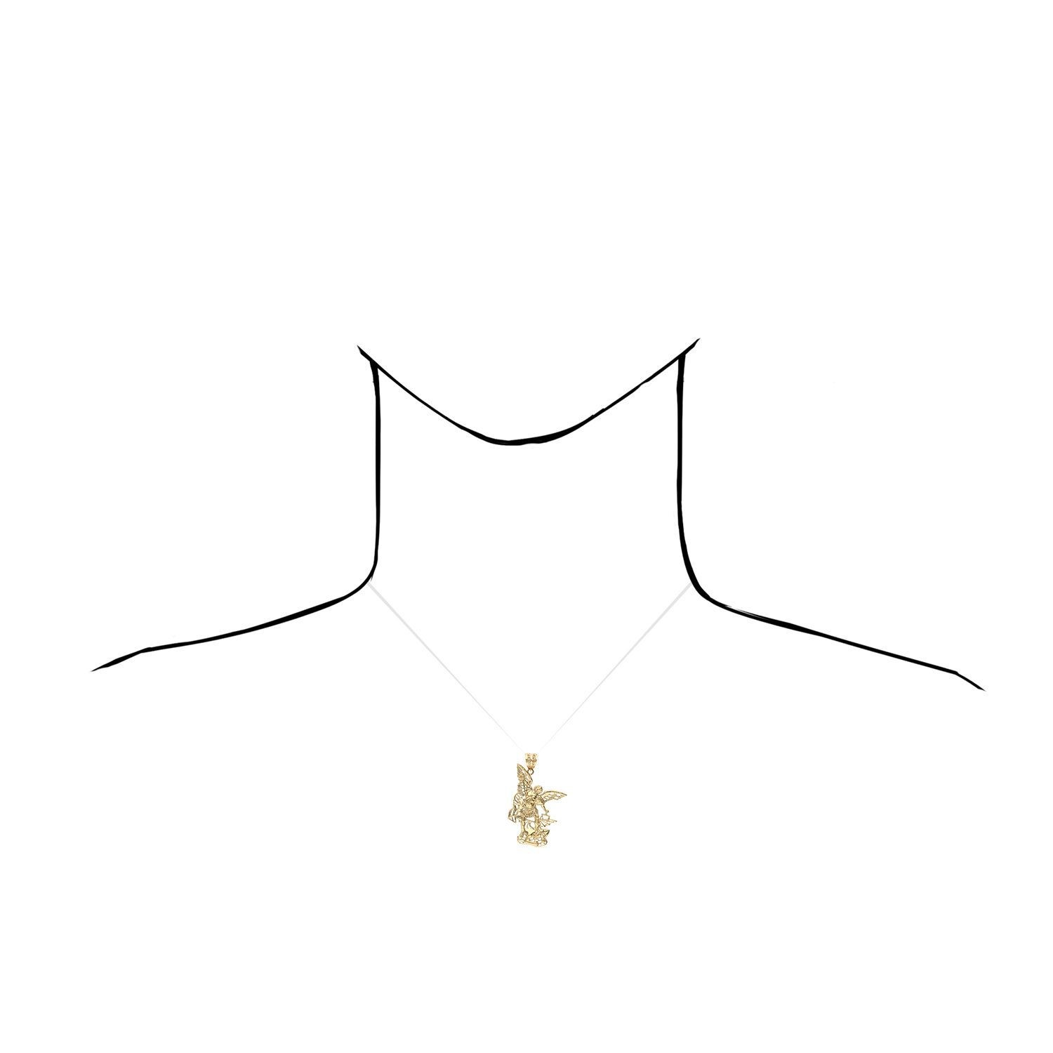 14K Yellow Gold Religious Saint Michael Pendant