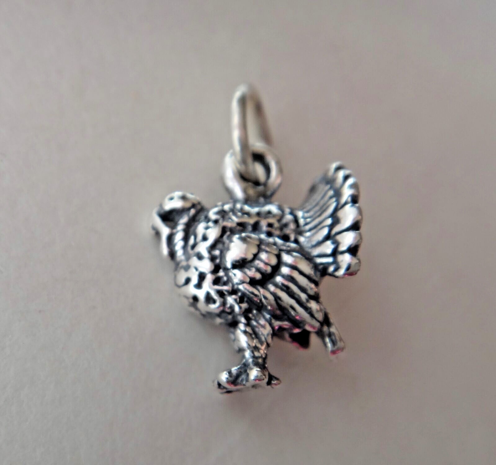 Sterling Silver 3D solid 15x11x8mm Thanksgiving Fall Turkey Charm!