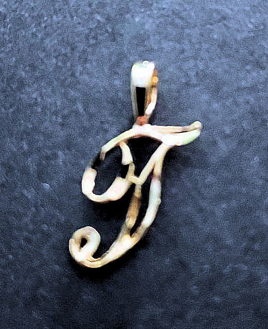 Gold Plated Initial Pendant 24k Yellow Gold Cursive Letters A to Z Diamond-Cut